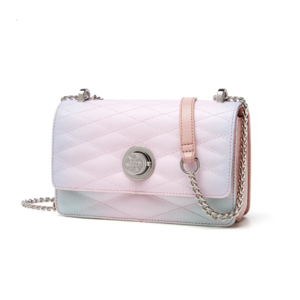 Cnoles Small Square Cute Metal Pink Chain Handbag