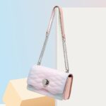 Cnoles Small Square Cute Metal Pink Chain Handbag