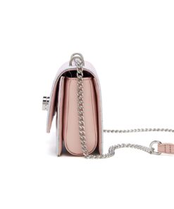 Cnoles Small Square Cute Metal Pink Chain Handbag 5