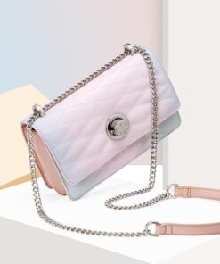 Cnoles Small Square Cute Metal Pink Chain Handbag 2