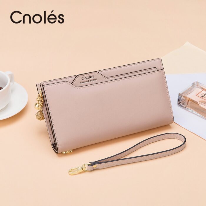 Cnoles Long Envelope Wallet Soft Leather Women Purses Handbag