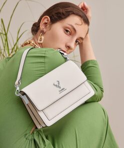 Cnoles White Color Leather Crossbody Bags 1
