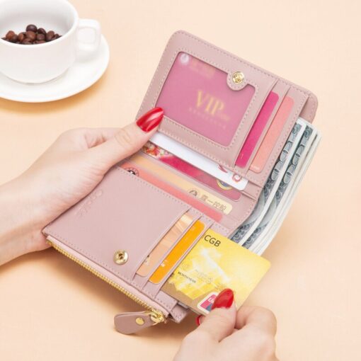 Cnoles Leather Wallet Female Short Retro Two-Fold Purse 3