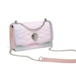 Cnoles Small Square Cute Metal Pink Chain Handbag