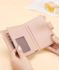 Cnoles Women's Wallet Split Genuine Leather Designer Wallet Pink Purse 4