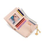 Cnoles Women's Wallet Split Genuine Leather Designer Wallet Pink Purse