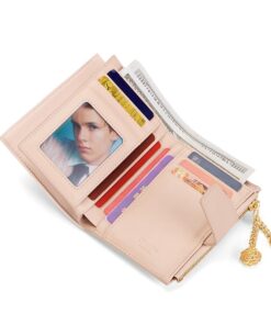 Cnoles Women's Wallet Split Genuine Leather Designer Wallet Pink Purse 6