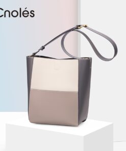 Cnoles Famous Brand Designer 2-IN-1 Leather Gray Crossbody Bag 4