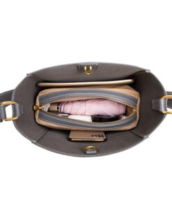 Cnoles Famous Brand Designer 2-IN-1 Leather Gray Crossbody Bag 6