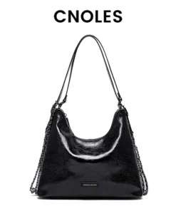 Cnoles Oil Wax Cowhide Leather Crossbody Bag